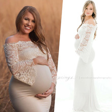 New 2019 Lace Top Maternity Photography Props Dresses For Pregnant Women Clothes Shoulderless Photo Shoot Pregnancy Lace Dresses 2024 - buy cheap