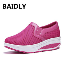 BAIDLY-zapatos de columpio para mujer, Zapatillas de malla de aire, zapatos de plataforma plana informales, zapatos de mujer con forma de cuña, calzado que aumenta de altura 2024 - compra barato