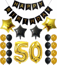 10th/20th/30th/40th/50th золотые черные и белые латексные шары, украшения на день рождения, вечерние фольгированные шары «С Днем Рождения» 2024 - купить недорого