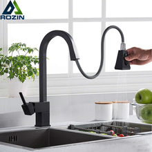 Square Shape Kitchen Faucet Pull Out Black Kitchen Mixers Spray Stream Kitchen Head Single Handle Cold Hot Mixer Faucet 2024 - buy cheap