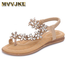 MVVJKE  Summer Women Flat Gladiator Sandals Shoes Woman Bohemia Flip Flop Crystal Flower 2018 Casual Beach Sandals 35-42 2024 - buy cheap