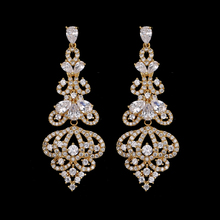 Hot Luxury AAA Cubic Zirconia Bride Earrings Big Large Drop Crystal with Tiny CZ Luxury Bridal Wedding Dangling Earrings  E-108 2024 - buy cheap