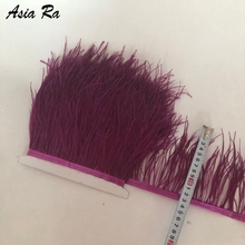 42colors 10meters long dyed Fuchsia natural ostrich feather trims fringes height 13-15CM Wedding Dress Earring Decoration Plumes 2024 - buy cheap