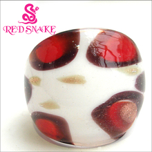 RED SNAKE Fashion Ring Handmade white and red with black line Murano Glass Rings 2024 - buy cheap