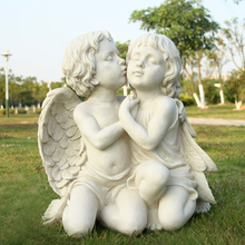 Escultura de resina con forma de ángel para amantes de los beso, estatua creativa de suelo blanco para artesanías, patios, jardines y villas 2024 - compra barato
