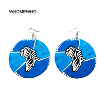 Whomewho brincos de madeira, rústicos, azul, para pintura de africano, em forma de punho, vintage, estilo boêmio, afro 2024 - compre barato