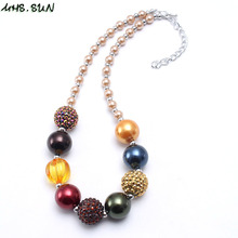 MHS.SUN New Fashion Kids Girl Chunky Beads Necklace Baby Child Chunky Bubblegum Beads Necklace Handmade Chunky Jewelry 1Pc 2024 - buy cheap