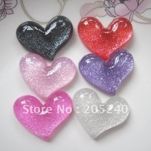 For Diy Decoration Hot Sale 18pcs(21*27mm) Mixed 6colors Cute Resin Cabochon Gilitter Heart 2024 - buy cheap