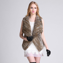 2014 Autum and Winter Natural Rabbit Fur Vest  Real Rabbit Fur Knitted Gilet BE1412 Free Shipping 2024 - buy cheap