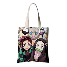 Demon Slayer: Kimetsu no Yaiba Canvas Bookbag Crossbody Bags for Women DIY Shopper Bag Travel School Bags Women Shoulder Bags 2024 - buy cheap