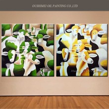 Handmade Modern Simple Creative Abstract Sheep Oil Painting Wall Decor Painting On Canvas For Living Room Cartoon Animal 2024 - buy cheap