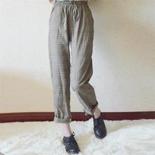 Calças femininas coreano harajuku ulzzang retro casual em linha reta xadrez calças femininas bonito do vintage kawaii para mulher 2024 - compre barato