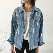 Female jacket jeans coat women 2022 autumn basic jacket women coat vintage long sleeve loose women denim jacket casual outwear 2024 - buy cheap