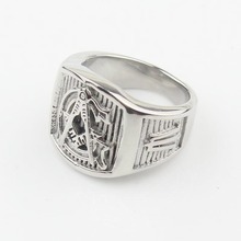 Anel maçônico de aço inoxidável de aço inoxidável anel masculino anel de prata livre mason 316l 2024 - compre barato