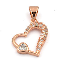 Sunnerrevenda pingente de coração de zircônio cúbico, joias da moda, para meninas e mulheres, cor dourada rosa, corrente opcional p55 r 2024 - compre barato