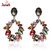 JURAN New Long Vintage Earring Brand  Flower Big Stud Earrings For Women Zircon Stone Birthday Gift Wholesale X3416 2024 - buy cheap