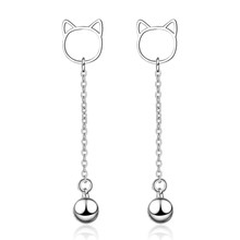 Latest Silver Plated Earrings For Women Party Accessories Female Fashion Cat Tassel Long Earrings For Girl Jewelry 2024 - buy cheap