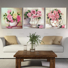 modern Canvas Prints flower art wall  Pictures 3 Panel Wall Art Canvas Painting elegant print  Home Decoration For Living Room 2024 - buy cheap