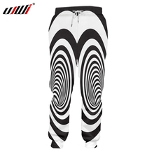 UJWI мужские новые трендовые спортивные штаны в полоску с 3D-принтом, креативные черно-белые брюки из спандекса 2024 - купить недорого