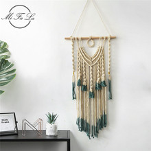 Tapiz colgante de pared de macramé bohemio hecho a mano, tapiz de borlas de algodón tejido, accesorios de decoración para el hogar y la habitación de la boda 2024 - compra barato