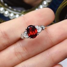 Vermelho granada pedra preciosa anel com coração do amor com 925 de prata para as mulheres 2024 - compre barato