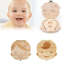 Wooden baby milk teeth box Spanish English Russian French Kids Tooth Collection Souvenirs Organizer Storage Case NBB0195 2024 - buy cheap