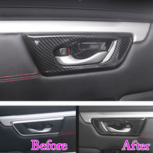 For Honda CRV CR-V 2017 4pcs ABS Car Inner Door Handle Bowl Cover Trim Carbon Fiber Style Decorative Car Styling Accessories 2024 - buy cheap