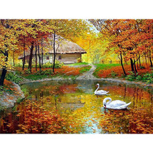 5D DIY Full Square Drill Rhinestones Diamond Painting Cross Stitch Pasted Needlework Diamond Embroidery Landscape Crafts swans 2024 - buy cheap