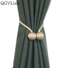 QGVLish 2Pcs Magnetic Curtain Tiebacks Tassel Hanging Belt Ball Curtain Accessories Hooks Buckle Holder Clips Lashing Bind Decor 2024 - buy cheap