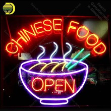 Neon Sign for CHINESE FOOD OPEN Neon Bulb sign handcraft gifts hotel neon signboard wall lights anuncio luminos with clear board 2024 - buy cheap