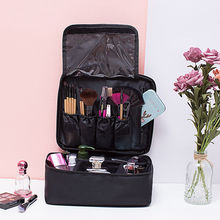 Bolsa de maquillaje profesional, grande, con múltiples bolsillos, bolsa de almacenamiento para cosméticos, organizador con asa, bolsa de viaje 2024 - compra barato