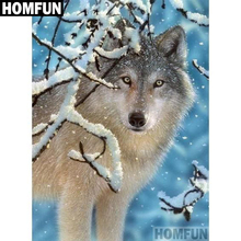 HOMFUN-pintura de diamante redondo/cuadrado completa, cuadro artesanal 5D, punto de cruz bordado de "Animal Lobo", decoración para el hogar, regalo A04199 2024 - compra barato