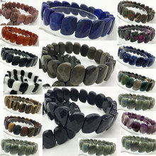 Obsidiana, lapislázuli, cornalina, Ojo de Tigre, Arena Azul, labradorita, Jaspe, cuentas de rodorita de cristal, pulsera elástica de 7,5 pulgadas, WB640 2024 - compra barato