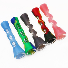 5Pcs/Lot Horn Shaped FDA Silicone & Glass Smoking Herb Pipe with One Hitter Tobacco Pipa Cigarette Accessories Dia:20MM 2024 - buy cheap