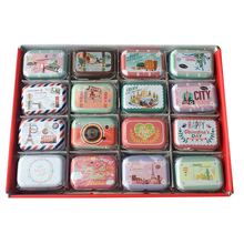 Caja de hojalata vintage, organizador de pastillas de estaño dulces, caja de recuerdo de boda, 32 unidades 2024 - compra barato