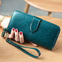 2020 Genuine Leather Wallet Women Clutch Female Purse Long Money Bag Zipper Coin Wallet Luxury Brand Wristlet Phone Hasp Wallets 2024 - buy cheap