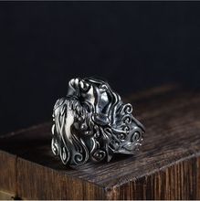 Real S925 solid sterling silver retro craft men's Thai silver ring good luck beast, style 2024 - buy cheap