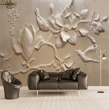 beibehang Custom wallpaper mural European 3D embossed magnolia bird background wall painting wall papers home decor 3d wallpaper 2024 - buy cheap