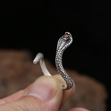 FNJ-anillos de plata de ley 925 para hombre y mujer, joyería de anillo de serpiente, S925, talla ajustable 6-8,5 2024 - compra barato