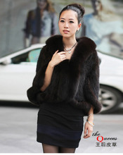 Genuine Mink Fur Shawls Mink Fur Poncho Women's Winter Fashion Ladies Knitted Scarves With Fox Fur Coats Warm 2024 - buy cheap