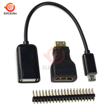 Adaptador Micro HDMI 3 en 1 para Raspberry Pi Zero W, Mini adaptador HDMI a HDMI, Cable Micro USB a USB hembra y cabezal GPIO macho 2024 - compra barato