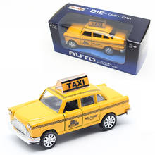 1:32 Diecast Mini Yellow Flashing Musical Pull Back Taxi Alloy Car with Sound Light Model Toys For Children Kids 2024 - buy cheap