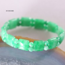 Pulseira de pedra natural, quadrado, redonda, bracelete, jad verde, artesanal, presente para mulheres 7 ", 1 peça, h454 2024 - compre barato