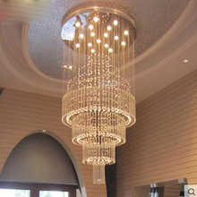 Lustre de cristal sala de estar redonda Salão Villa penthouse grande lâmpada escada lustre pendurado Longo personalidade criativa LEVOU 2024 - compre barato