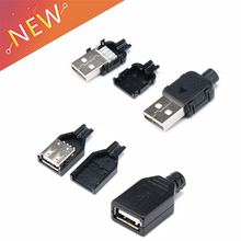 10 Uds. De conector de enchufe tipo A hembra y A macho USB de 4 pines con cubierta de plástico negro enchufe USB (5 uds macho + 5 uds hembra) 2024 - compra barato