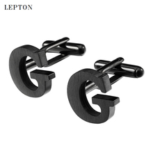 Lepton Stainless steel Cufflinks for Mens IP Black Plating Metal Letters G Cuff links Men French Shirt Cufflink Relojes Gemelos 2024 - buy cheap