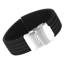 18-24mm Waterproof Silicone Rubber Chic Wrist Watch Strap Band Deployment Buckle 2024 - buy cheap