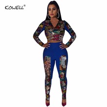 Two Piece Sweat Suit Women Clothes Sequined Patchwork Long Sleeve Crop Top+Long Pant Casual Tracksuit Club Outfits Matching Set 2024 - buy cheap