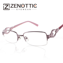 ZENOTTIC  2018 New Design Fashion Eyeglasses Frame Women Lady Style Half Rim Diamond Collection Optical Eyewear Frames Famale 2024 - buy cheap