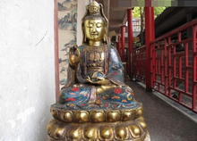 song voge gem S1298 19 Tibet temple Bronze Gilt cloisonne lotus flower Bodhisattva GuanYin Kwan-Yin 2024 - buy cheap